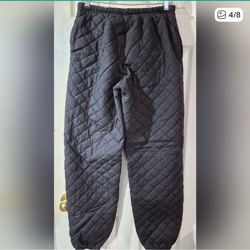 Boys Lie Black Quilted Pants with White Logo - Picture 4 of 8